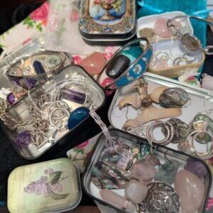 Sterling Silver, gems, ancient coins mystery treasure chest- size 10x7cm